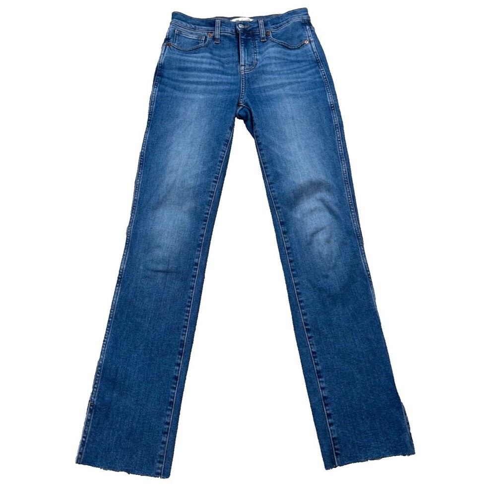Madewell Women's Jeans 26x32 Mid-rise Stove Pipe Cut Off Slits Slim Straight Leg